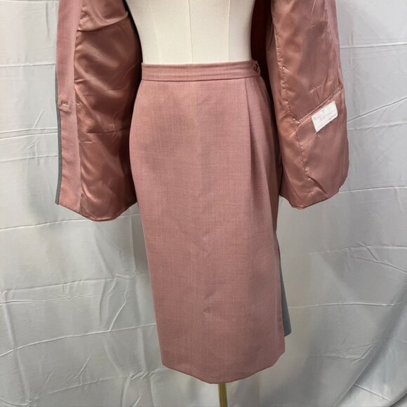 Mark Kay Vintage Skirt Suit Set Pink Grey Womens 6/8 Barbiecore Retro 70's 80's - Picture 13 of 16